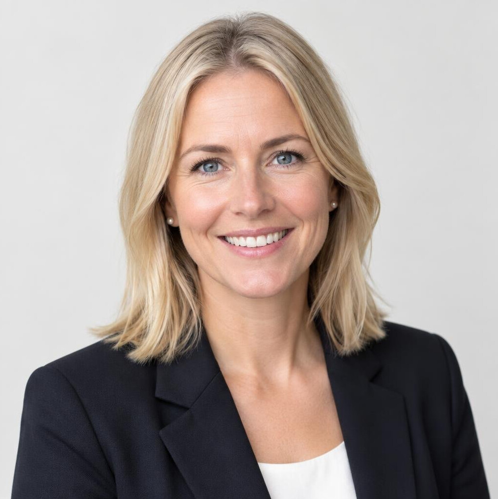 Portrait of a smiling Scandinavian woman in business casual clothes